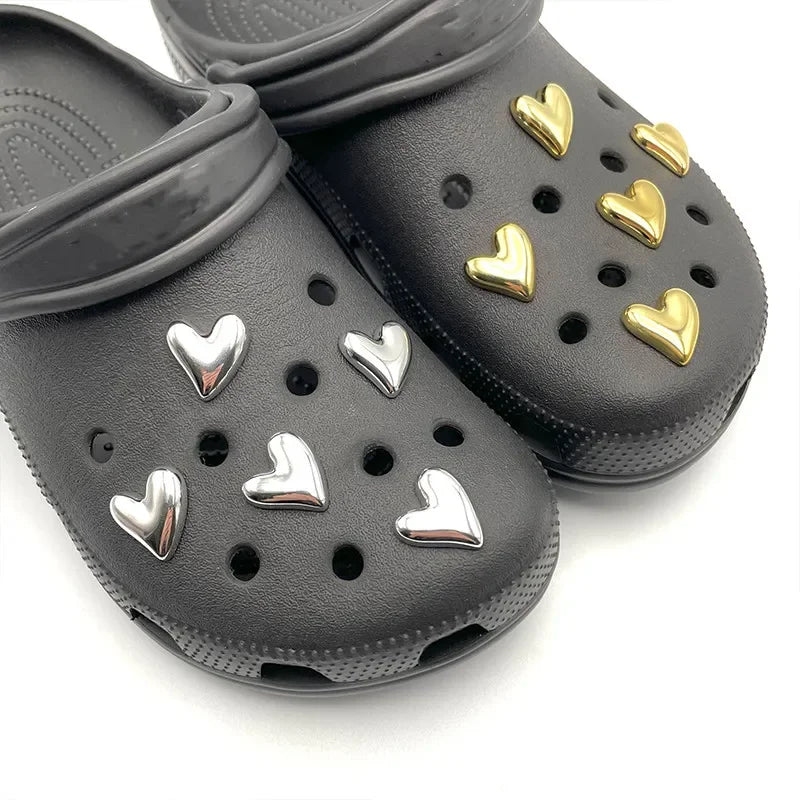 Heart Pins in Gold & Silver – Shoe Decorations for Open Toe Shoes