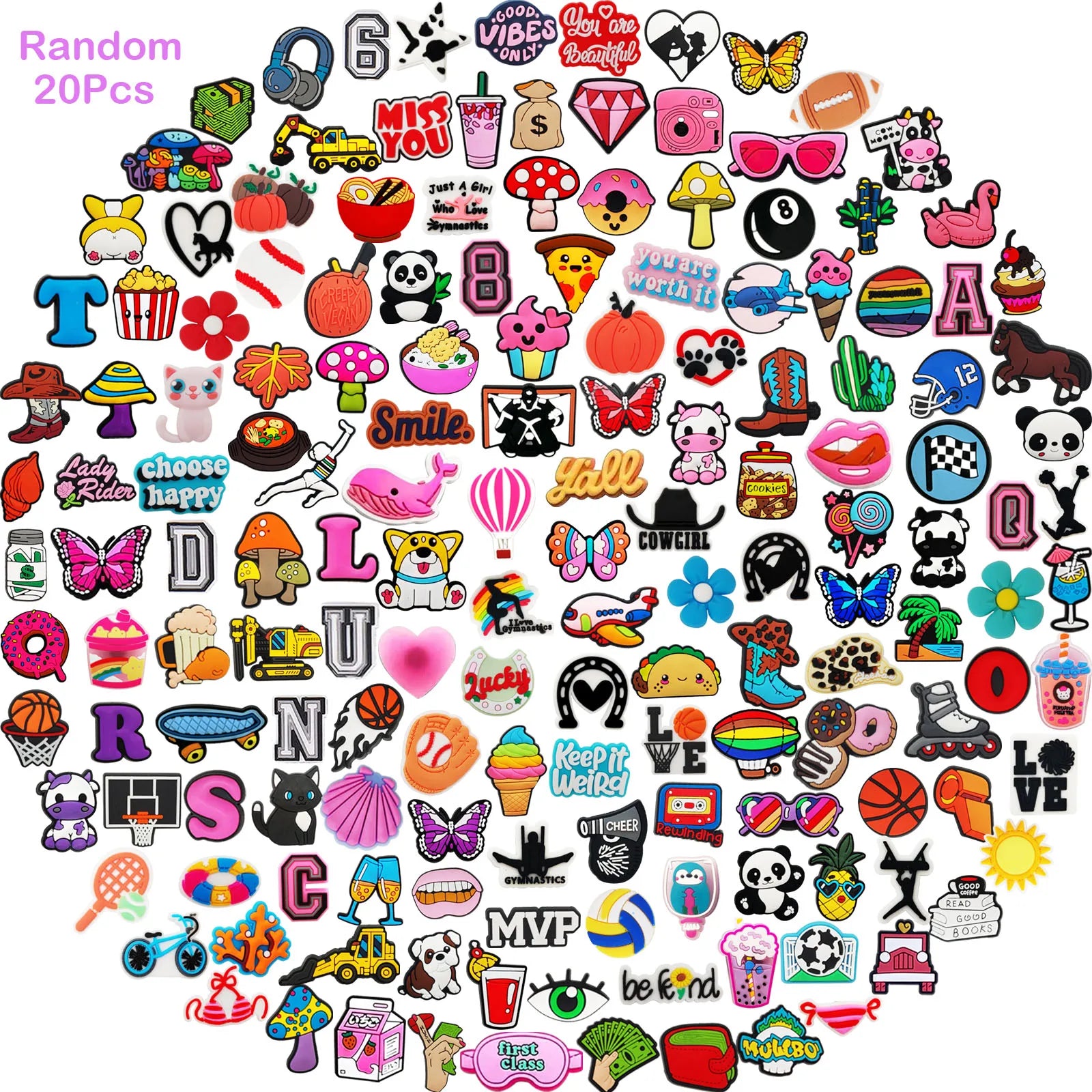20/30/50/100/200 pcs Assorted Shoe Decorations – DIY Charms for Sandals & Open Toe Shoes