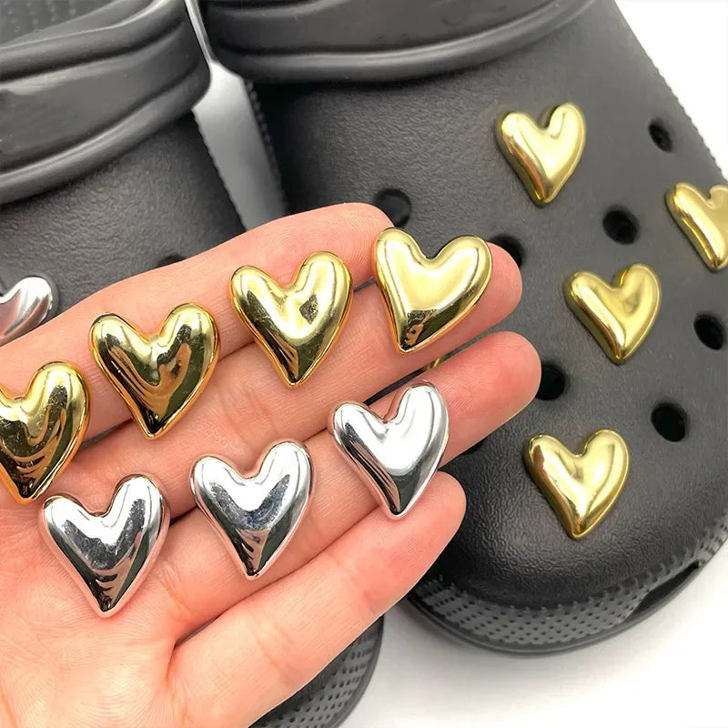 Heart Pins in Gold & Silver – Shoe Decorations for Open Toe Shoes