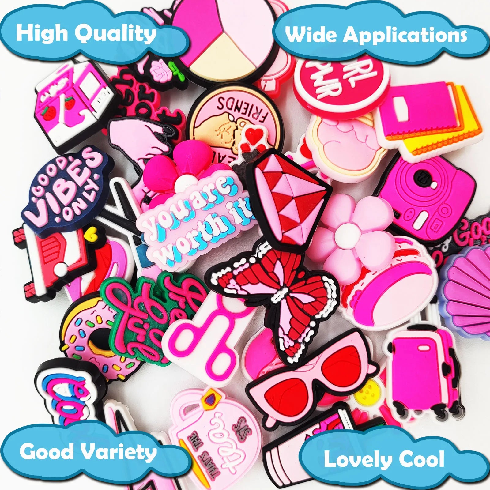 20/30/50/100/200 pcs Assorted Shoe Decorations – DIY Charms for Sandals & Open Toe Shoes