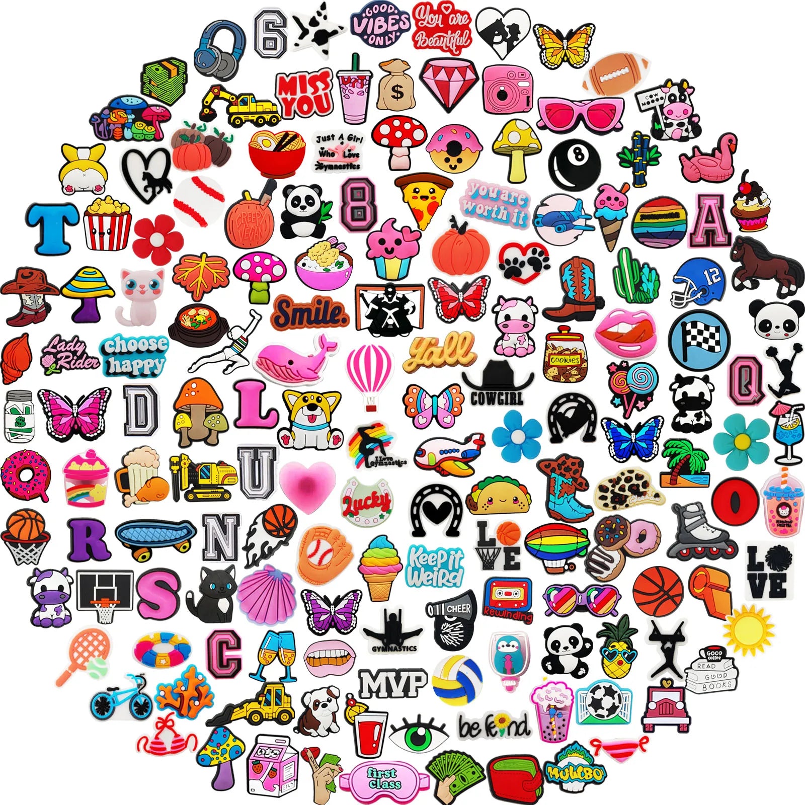 20/30/50/100/200 pcs Assorted Shoe Decorations – DIY Charms for Sandals & Open Toe Shoes