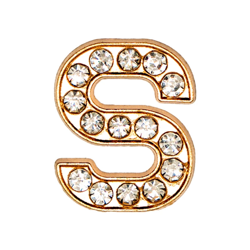 1 pc Luxurious Metal Charm – Bling Shoe Decoration with Gold-Colored Letters