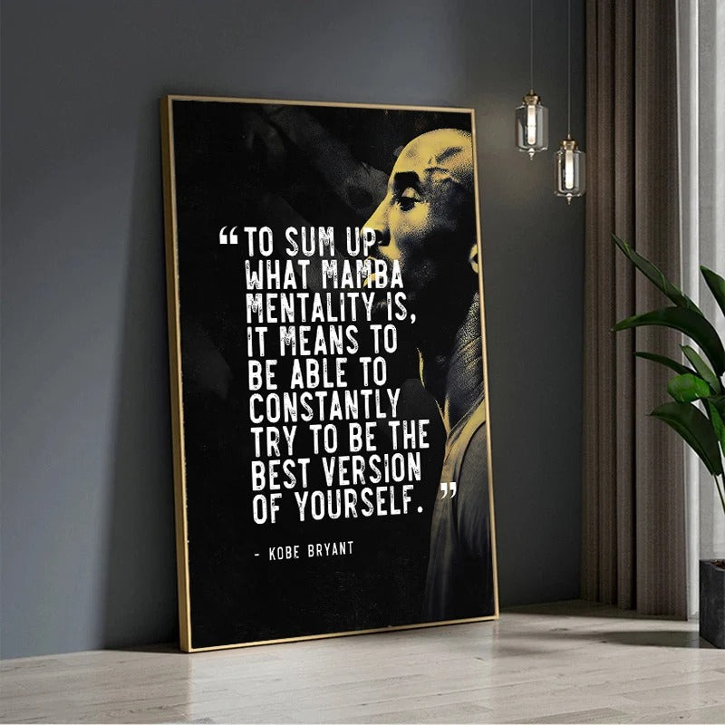 Kobe Bryant Wall Art – Motivational Posters in Black and White for Bedrooms & Gyms
