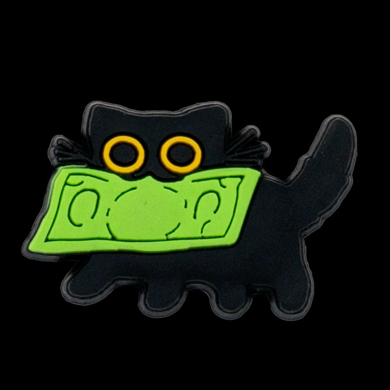 Black Cat with Money - PVC Charm for Crocs