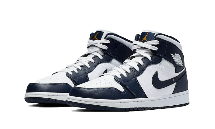 Air Jordan 1 Mid White Metallic Gold Obsidian