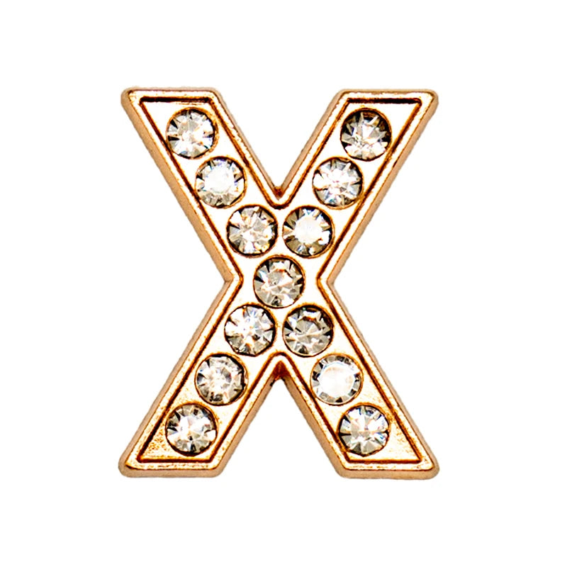 1 pc Luxurious Metal Charm – Bling Shoe Decoration with Gold-Colored Letters 