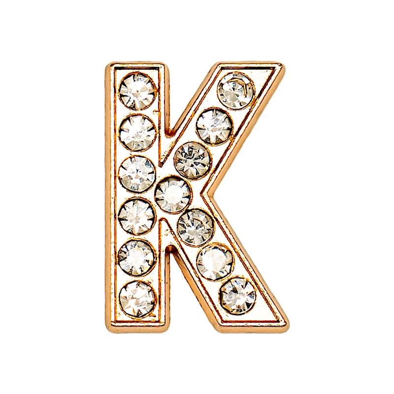 1 pc Luxurious Metal Charm – Bling Shoe Decoration with Gold-Colored Letters 