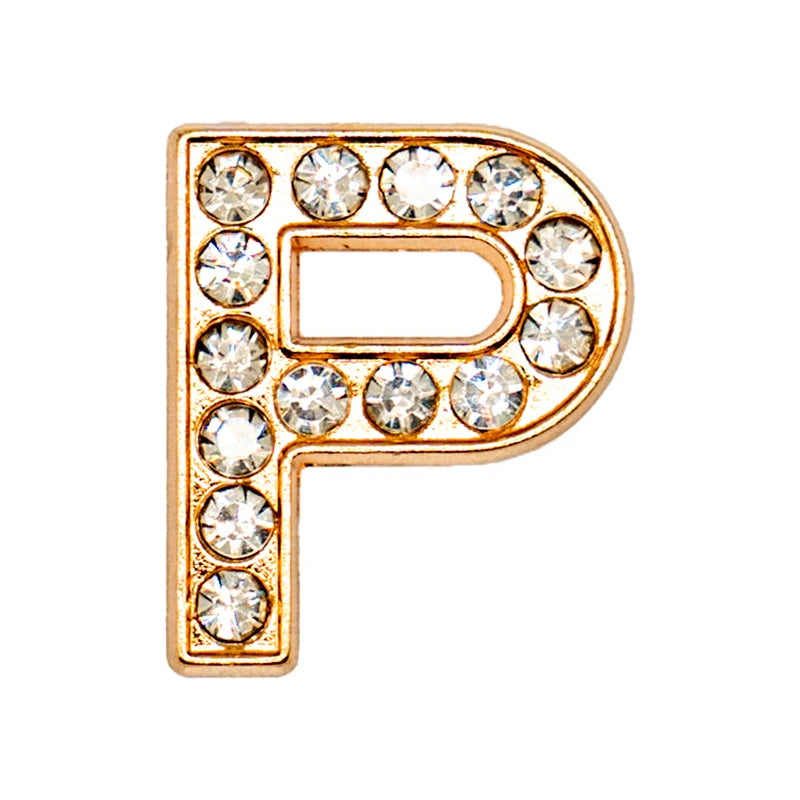 1 pc Luxurious Metal Charm – Bling Shoe Decoration with Gold-Colored Letters 