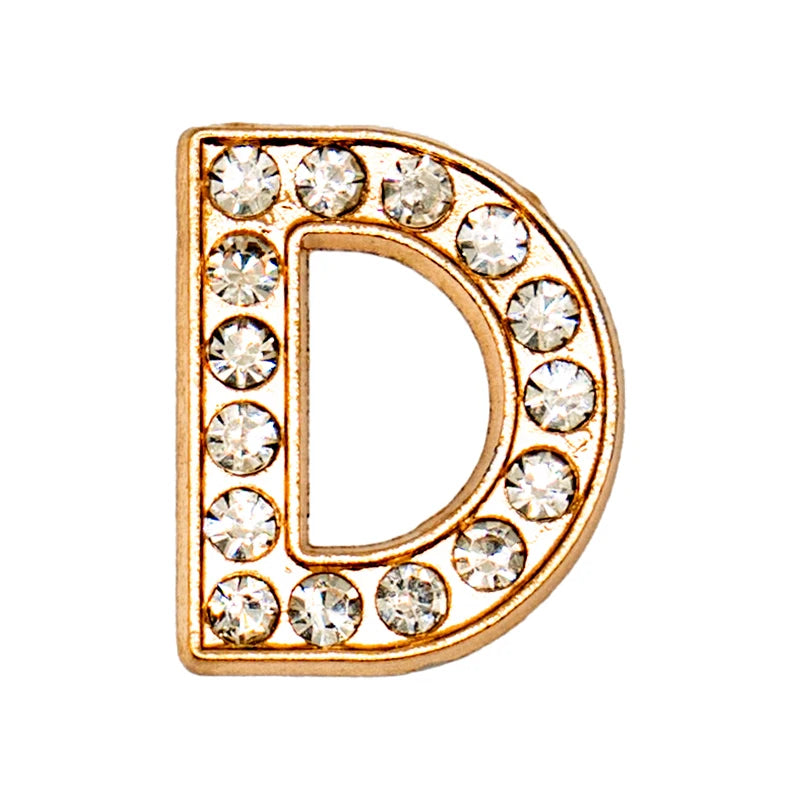 1 pc Luxurious Metal Charm – Bling Shoe Decoration with Gold-Colored Letters 