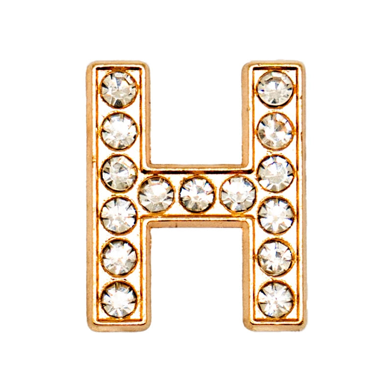 1 pc Luxurious Metal Charm – Bling Shoe Decoration with Gold-Colored Letters 