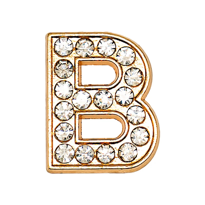 1 pc Luxurious Metal Charm – Bling Shoe Decoration with Gold-Colored Letters 