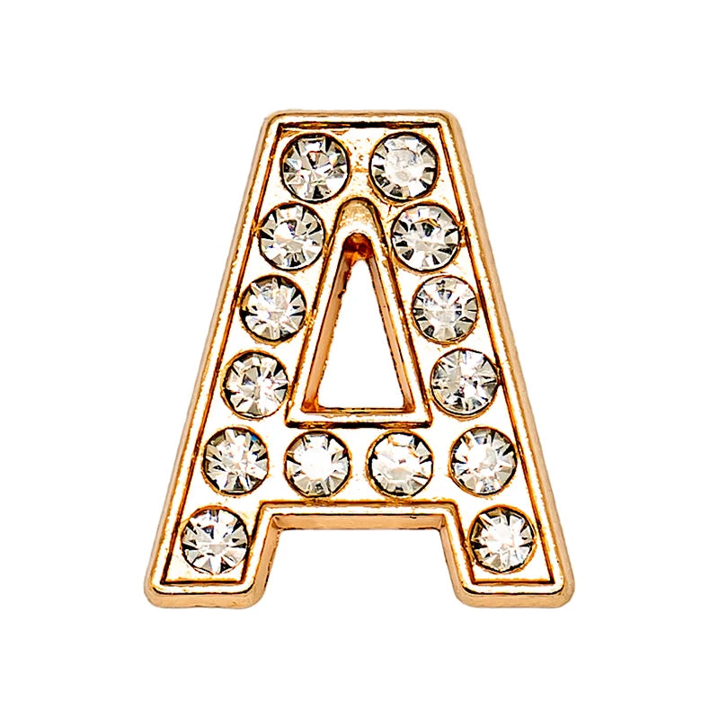 1 pc Luxurious Metal Charm – Bling Shoe Decoration with Gold-Colored Letters 
