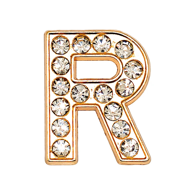 1 pc Luxurious Metal Charm – Bling Shoe Decoration with Gold-Colored Letters 
