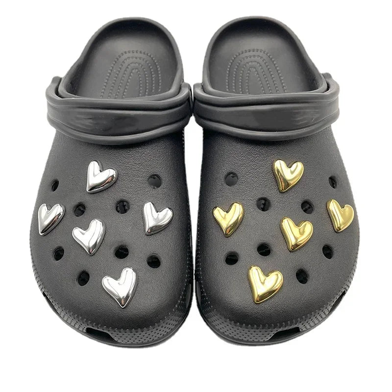 Heart Pins in Gold &amp; Silver – Shoe Decorations for Open Toe Shoes 