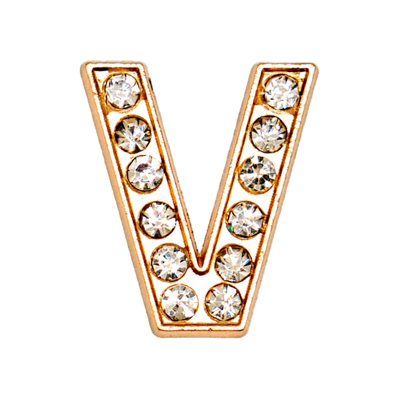 1 pc Luxurious Metal Charm – Bling Shoe Decoration with Gold-Colored Letters 