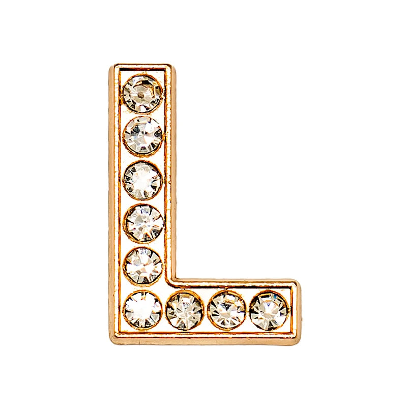 1 pc Luxurious Metal Charm – Bling Shoe Decoration with Gold-Colored Letters 
