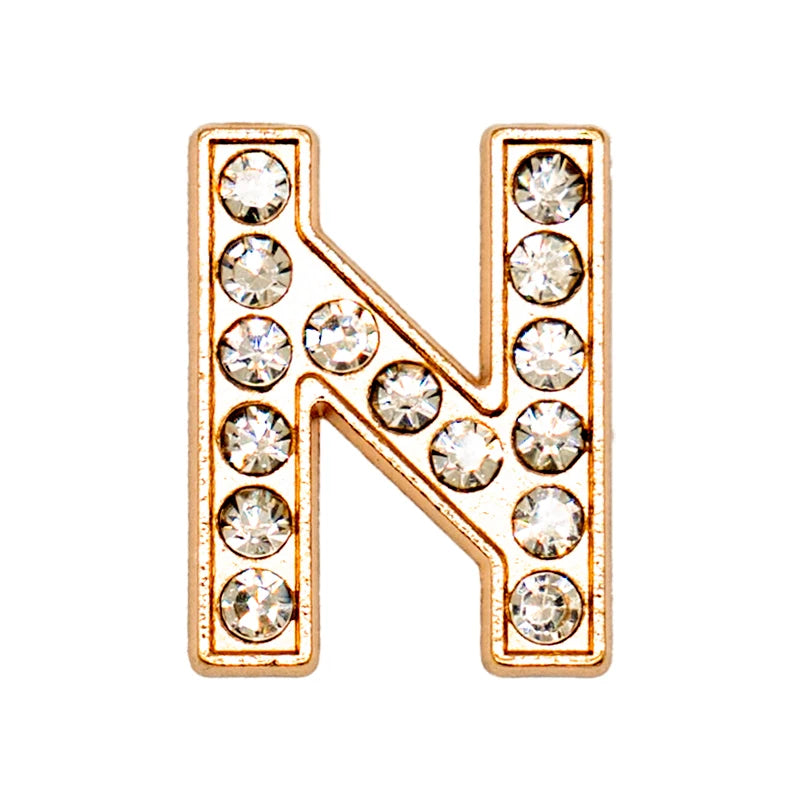 1 pc Luxurious Metal Charm – Bling Shoe Decoration with Gold-Colored Letters 