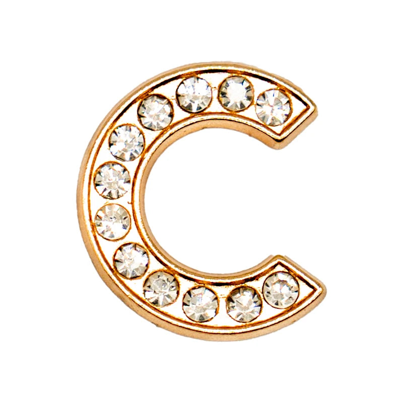1 pc Luxurious Metal Charm – Bling Shoe Decoration with Gold-Colored Letters 