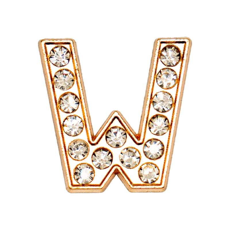 1 pc Luxurious Metal Charm – Bling Shoe Decoration with Gold-Colored Letters 