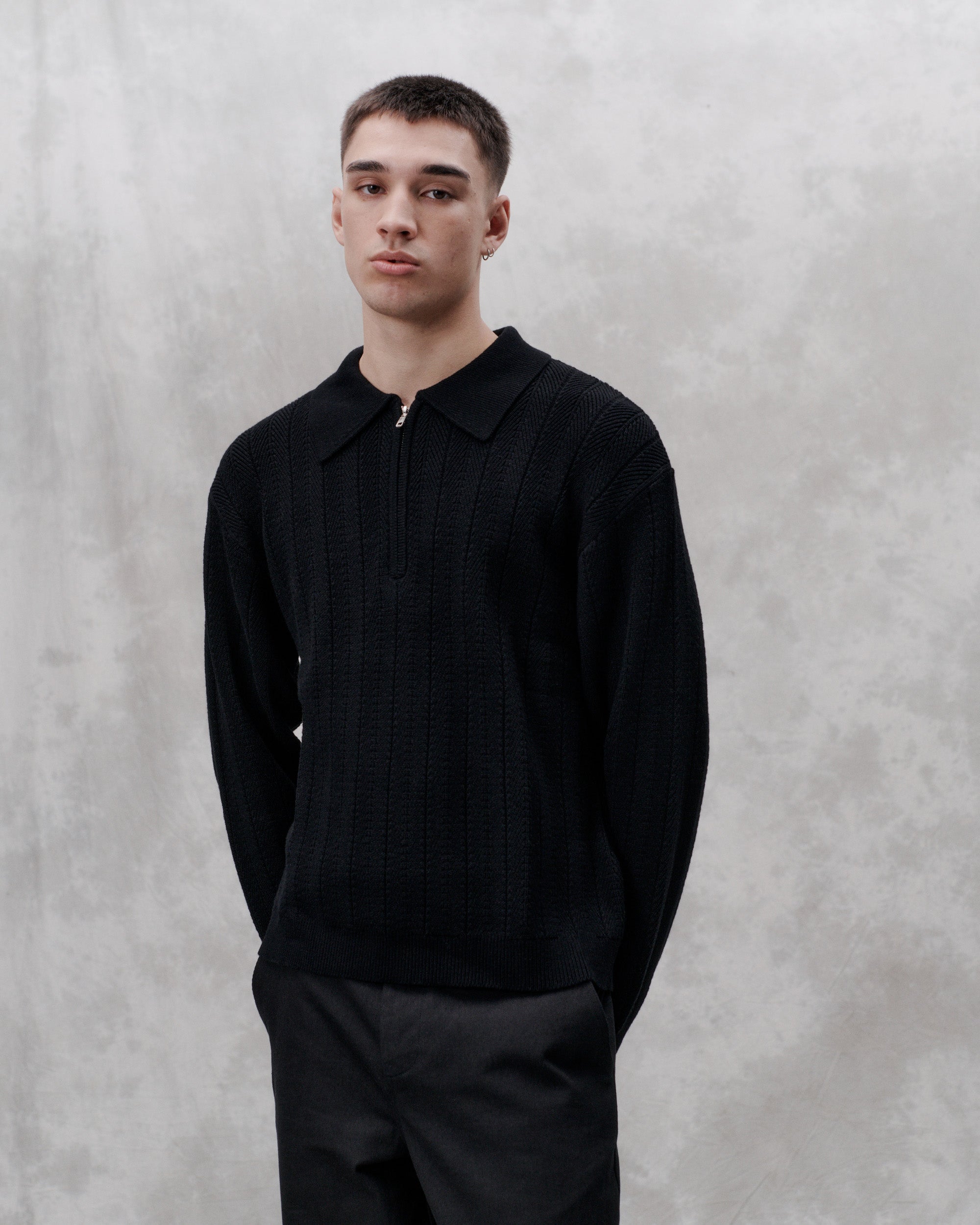 Scent Knit Polo Black