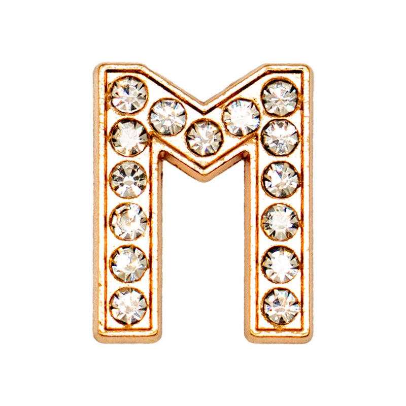 1 pc Luxurious Metal Charm – Bling Shoe Decoration with Gold-Colored Letters 