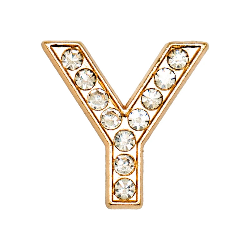 1 pc Luxurious Metal Charm – Bling Shoe Decoration with Gold-Colored Letters 