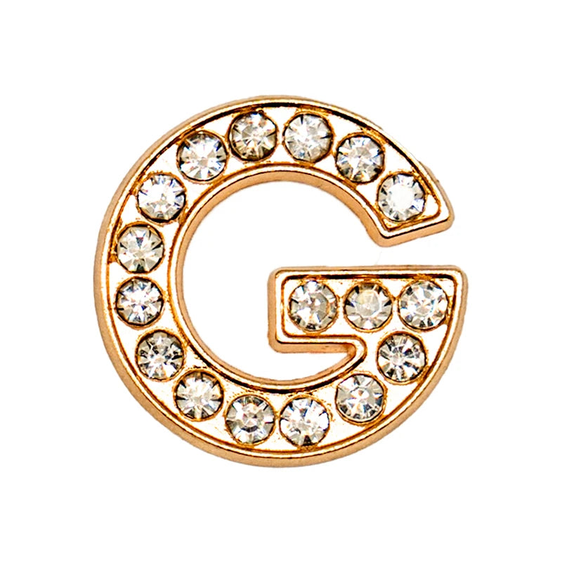 1 pc Luxurious Metal Charm – Bling Shoe Decoration with Gold-Colored Letters 